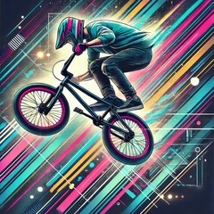 Design a dynamic BMX action background.