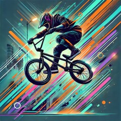 Design a dynamic BMX action background.