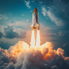 Naklejka premium Spacecraft Launch 3D Illustration