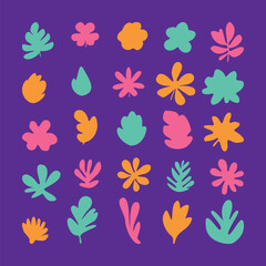 Colorful abstract leaf collection set