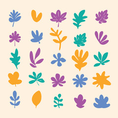Colorful abstract leaf collection set