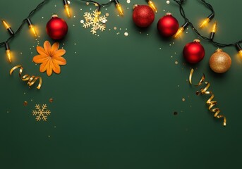Fototapeta premium Happy holidays backgrounds with Christmas tree, balls, golden tinsel confetti and snowflakes 