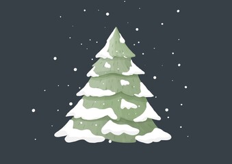 Christmas trees with snow, clipart