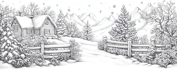 Fototapeta premium A Winter-Themed Coloring Book Page