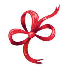Festive red gift bow and ribbon