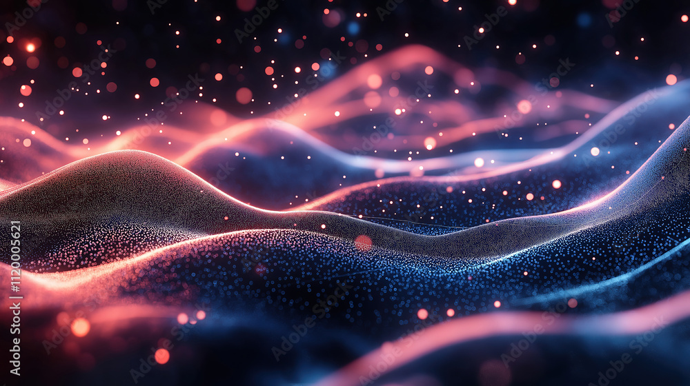 Poster abstract pink and purple wave design with sparkling particles.a mesmerizing abstract image showcasin