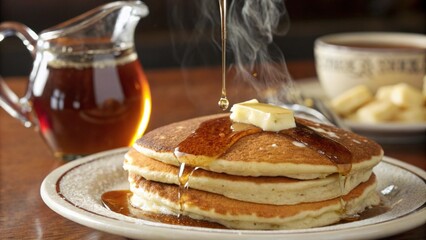 stack of pancakes with syrup