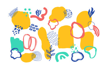 Hand drawn vector abstract stock graphic illustration collection set. modern collage nature elements bundle set, natural vector graphic elements