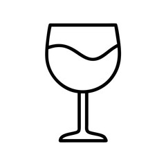 wine glass Outline Icon, valentine icon - Black outline icon of wine glass symbolizing valentines day, holidays, and festive in simple design 