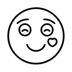 blushing emoji Outline Icon, valentine icon - Black outline icon of blushing emoji symbolizing valentines day, holidays, and festive in simple design 