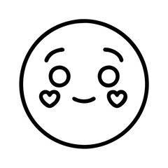blushing emoji Outline Icon, valentine icon - Black outline icon of blushing emoji symbolizing valentines day, holidays, and festive in simple design 