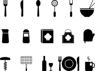 Kitchen and cooking icons set. Vector illustration