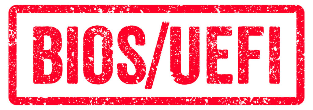 BIOS or UEFI Stamp Transparent Seal, Red Grunge BIOS or UEFI Word Rubber Stamp Seal