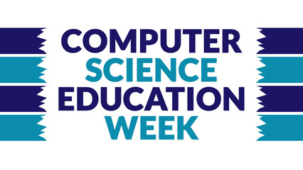 Computer Science Education Week text with side lines on a White background. Which is observed every year in December to celebrate Computer Science Education Week