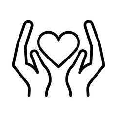 hands forming heart Outline Icon, valentine icon - Black outline icon of hands forming heart symbolizing valentines day, holidays, and festive in simple design 