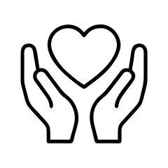Obraz premium heart in hands Outline Icon, valentine icon - Black outline icon of heart in hands symbolizing valentines day, holidays, and festive in simple design 