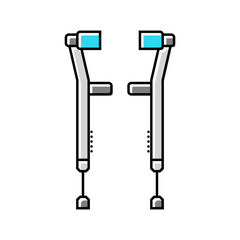 walking crutches fracture injury color icon vector. walking crutches fracture injury sign. isolated symbol illustration