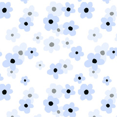 Blue and black Floral wild field meadow Pattern Design