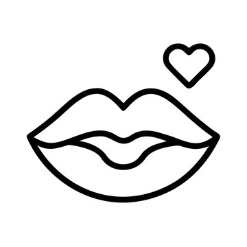 recommend clip art: kissing lips Outline Icon, valentine icon - Black outline icon of kissing lips symbolizing valentines day, holidays, and festive in simple design 
