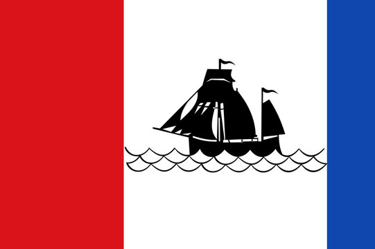 Flag of Pekela Municipality (Groningen, Grinsl&acirc;n or Grunn province, Kingdom of the Netherlands, Holland)