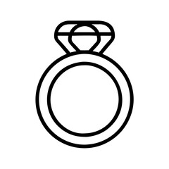 ring Outline Icon, valentine icon - Black outline icon of ring symbolizing valentines day, holidays, and festive in simple design 