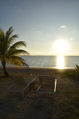 Orange Sunset over the Pacific Ocean at Malalo Island in Fiji