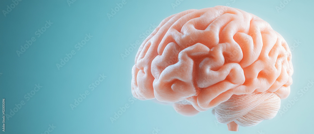 Poster intricate 3d representation of the human brain with fiber structures, showcasing neural connections 