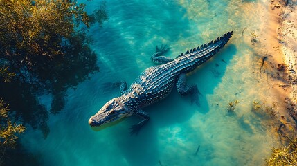 Serene Alligator Swimming in Clear Waters