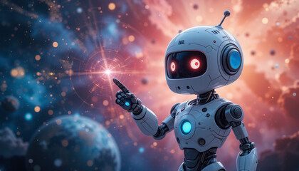 Fototapeta premium smile cute robot isolated background