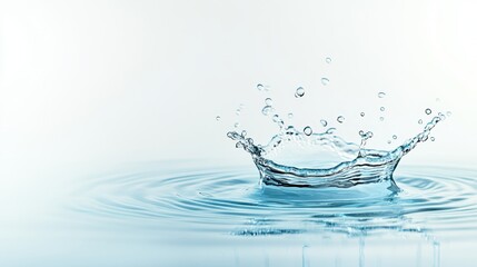 A stunning capture of a water splash forming dynamic ripples, set against a gentle backdrop, perfect for depicting fluidity, energy, and refreshing vitality.