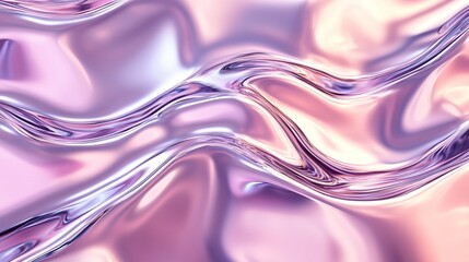 Fototapeta premium Abstract iridescent liquid, flowing, wavy, shiny, metallic, pink