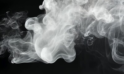 A swirling formation of white smoke against a dark background, creating an abstract and ethereal visual effect.