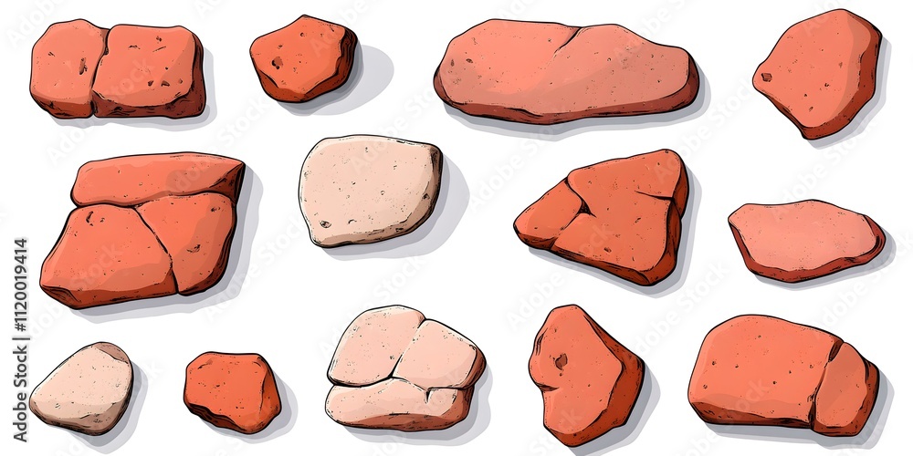 Poster a collection of colorful stones and rocks with different textures and shapes for artistic and decora