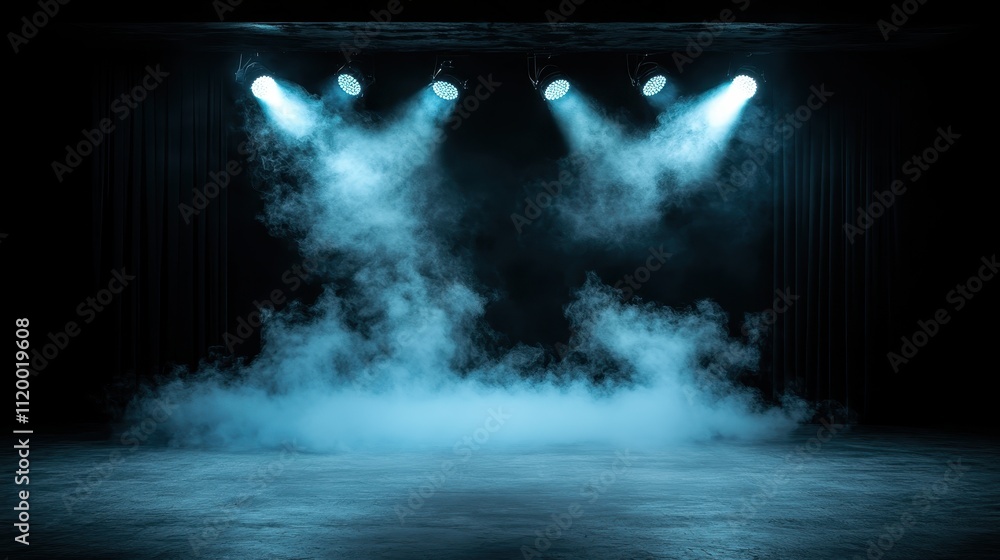 Poster this captivating stage is adorned with deep blue lighting, creating a mystical atmosphere as the smo