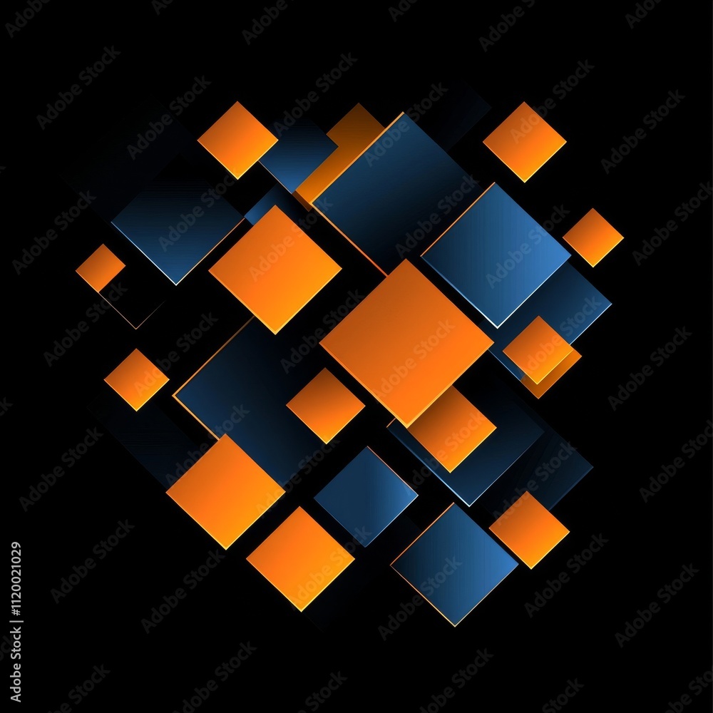Aufkleber abstract geometric dark blue and orange square theme overlap background for graphic design. eps10 ve