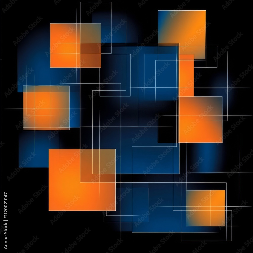 Aufkleber abstract geometric dark blue and orange square theme overlap background for graphic design. eps10 ve