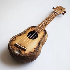 Handcrafted Ukulele on Wooden Background