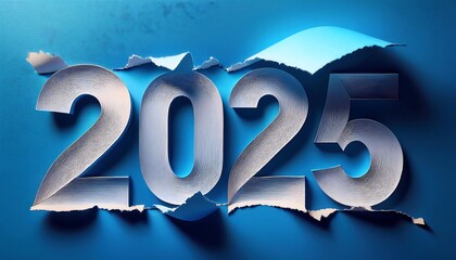 Blue paper tearing to reveal the year symbolizing new opportunities and beginnings for 2025. Generative AI