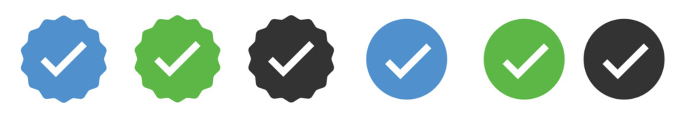 Profile verification check marks icon. Approved illustration symbol. Sticker ok vector.