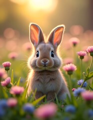 Cute happy bunny 3D cartoon