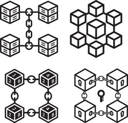 Simple black and white Blockchain Icons