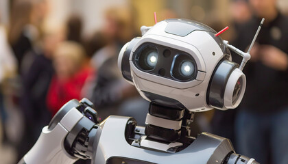 The singing robot entertained a crowd with its robotic dance moves