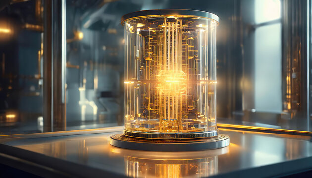 Futuristic quantum computer in high-tech lab environment