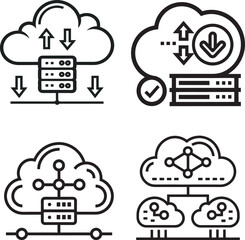 Simple black-and-white Cloud Computing Icons