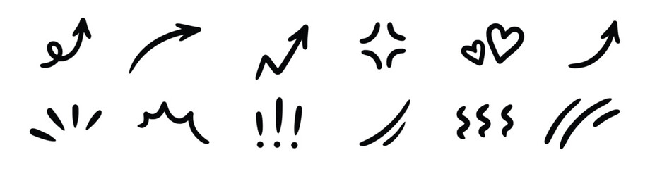Line movement effect element cartoon emotion effect decoration icon Hand drawn cute doodle