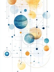 Abstract geometric pattern with orange, blue, and yellow colors.