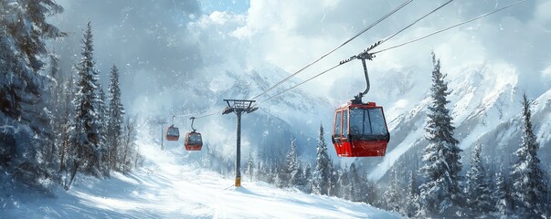 Naklejka premium A Winter-Themed Ski Resort Brochure