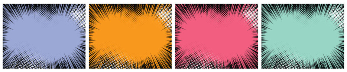 Halftone Sunburst Comic Book Background.