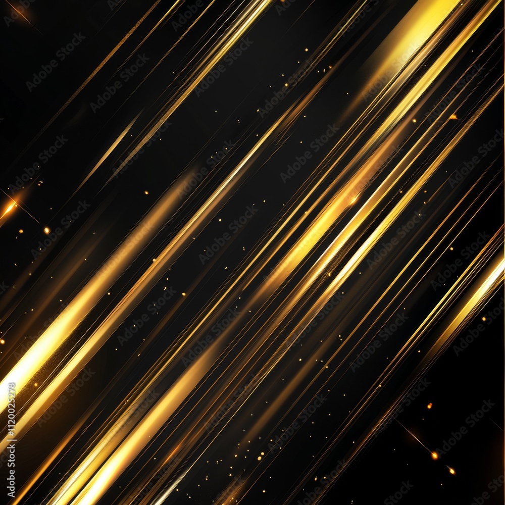 Poster abstract elegant gold glowing line with lighting effect sparkle on black background. template premiu