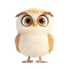 Fototapeta premium Cute Cartoon Owl with Big Eyes.